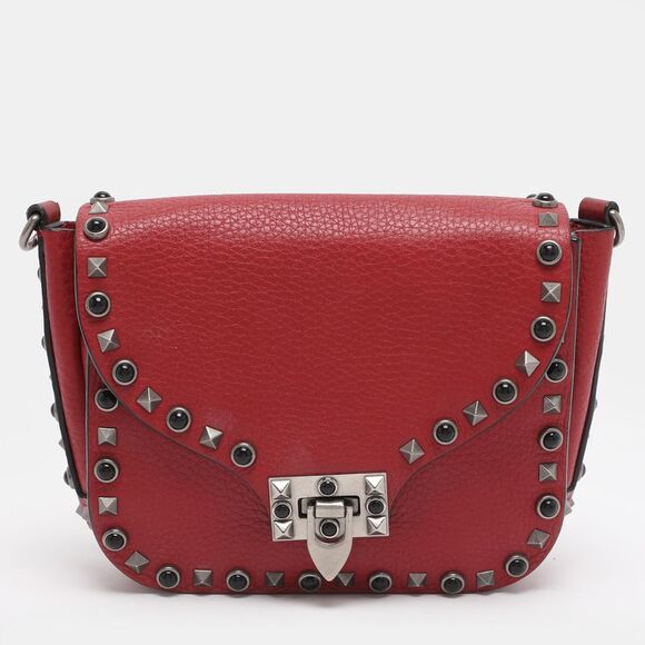 Valentino Handbags - Valentino Rolling Rockstud Red Leather Shoulder Bags